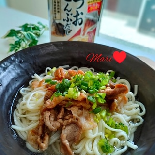 にんべんかつおこんぶだしde肉うどん